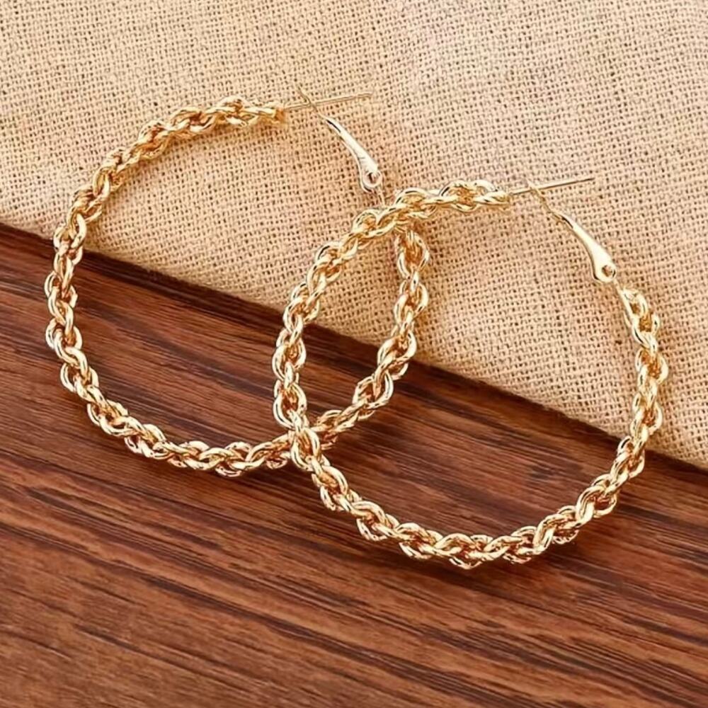 Chunky Gold Chain Hoop Earrings